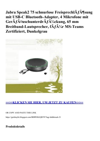 1764 jabra speak2 75 schnurlose freisprechlãƒâ¶sung mit usb-c bluetooth-adapter  4 mikrofone mit gerãƒâ¤