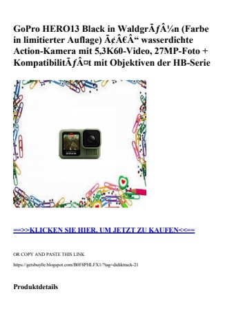 8277 gopro hero13 black in waldgrãƒâ¼n  farbe in limitierter auflage  ã¢â€â“ wasserdichte action-kamera