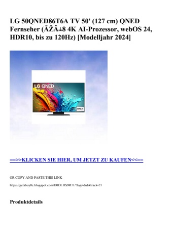 4876 lg 50qned86t6a tv 50'  127 cm  qned fernseher  ãžâ±8 4k ai-prozessor  webos 24  hdr10  bis zu 120hz