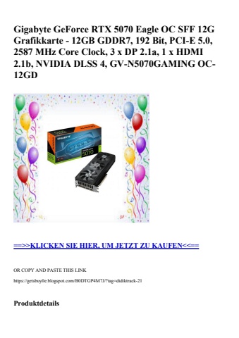 4359 gigabyte geforce rtx 5070 eagle oc sff 12g grafikkarte - 12gb gddr7  192 bit  pci-e 5