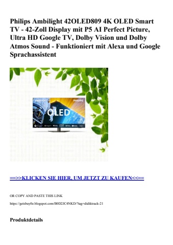 7885 philips ambilight 42oled809 4k oled smart tv - 42-zoll display mit p5 ai perfect picture  ultra hd