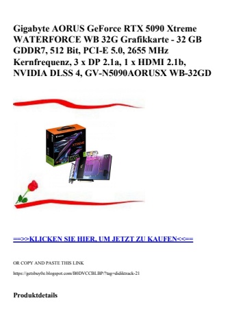 0776 gigabyte aorus geforce rtx 5090 xtreme waterforce wb 32g grafikkarte - 32 gb gddr7  512 bit  pci-e