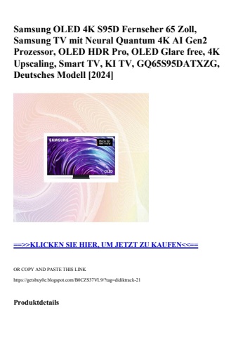 2948 samsung oled 4k s95d fernseher 65 zoll  samsung tv mit neural quantum 4k ai gen2 prozessor  oled hd