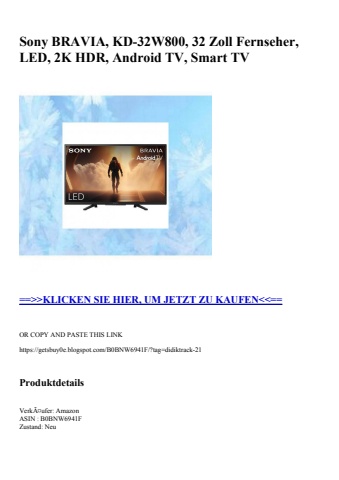 4680 sony bravia  kd-32w800  32 zoll fernseher  led  2k hdr  android tv  smart tv