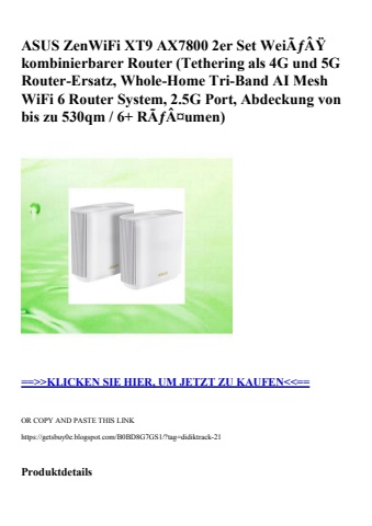 7123 asus zenwifi xt9 ax7800 2er set weiãƒâÿ kombinierbarer router  tethering als 4g und 5g router-ersat