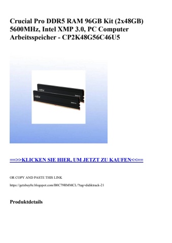 5126 crucial pro ddr5 ram 96gb kit  2x48gb  5600mhz  intel xmp 3