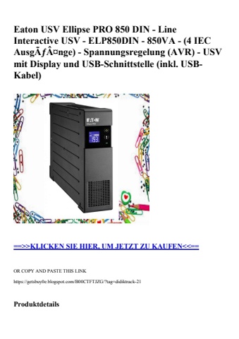 9888 eaton usv ellipse pro 850 din - line interactive usv - elp850din - 850va -  4 iec ausgãƒâ¤nge  - sp