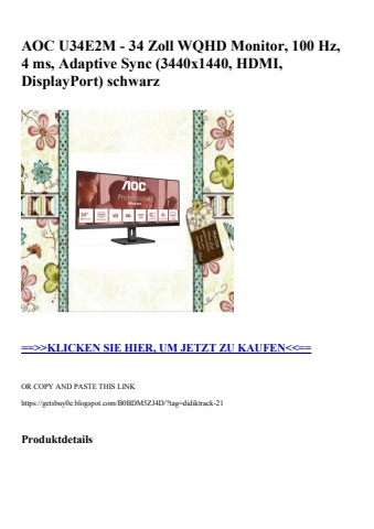 0974 aoc u34e2m - 34 zoll wqhd monitor  100 hz  4 ms  adaptive sync  3440x1440  hdmi  displayport  schwa