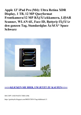 2494 apple 13' ipad pro  m4   ultra retina xdr display  1 tb  12 mp querformat frontkamera 12 mp rãƒâ¼ck