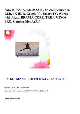1737 sony bravia  kd-85x80l  85 zoll fernseher  led  4k hdr  google tv  smart tv  works with alexa  brav