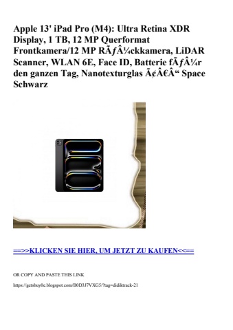 8547 apple 13' ipad pro  m4   ultra retina xdr display  1 tb  12 mp querformat frontkamera 12 mp rãƒâ¼ck