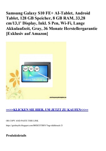 0029 samsung galaxy s10 fe  ai-tablet  android tablet  128 gb speicher  8 gb ram  33 28 cm 13 1' display