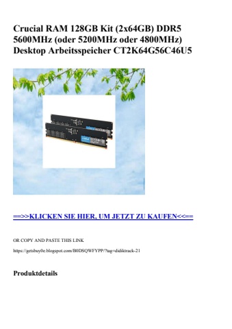 5514 crucial ram 128gb kit  2x64gb  ddr5 5600mhz  oder 5200mhz oder 4800mhz  desktop arbeitsspeicher ct2