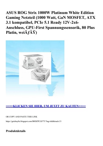 2290 asus rog strix 1000w platinum white edition gaming netzteil  1000 watt  gan mosfet  atx 3