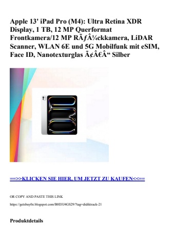 0224 apple 13' ipad pro  m4   ultra retina xdr display  1 tb  12 mp querformat frontkamera 12 mp rãƒâ¼ck