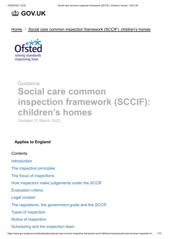 SCCIF - Social Care Common Inspection Framework