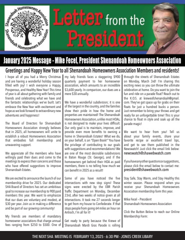 President's Letter January