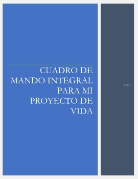 cuadrO DE MANDO INTEGRAL PARA MI PROYECTO DE VIDA