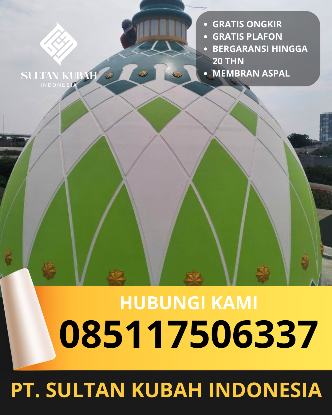 KUBAH MASJID HARGA TERJANGKAU DI KEC. MENTEWE, KAB. TANAH BUMBU, KALIMANTAN SELATAN (WA: 085117506337)