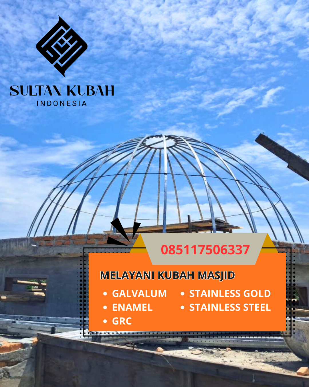 KUBAH MASJID DESAIN ELEGAN DI KEC. SUNGAI KAKAP, KAB. KUBU RAYA, KALIMANTAN BARAT (WA: 085117506337)