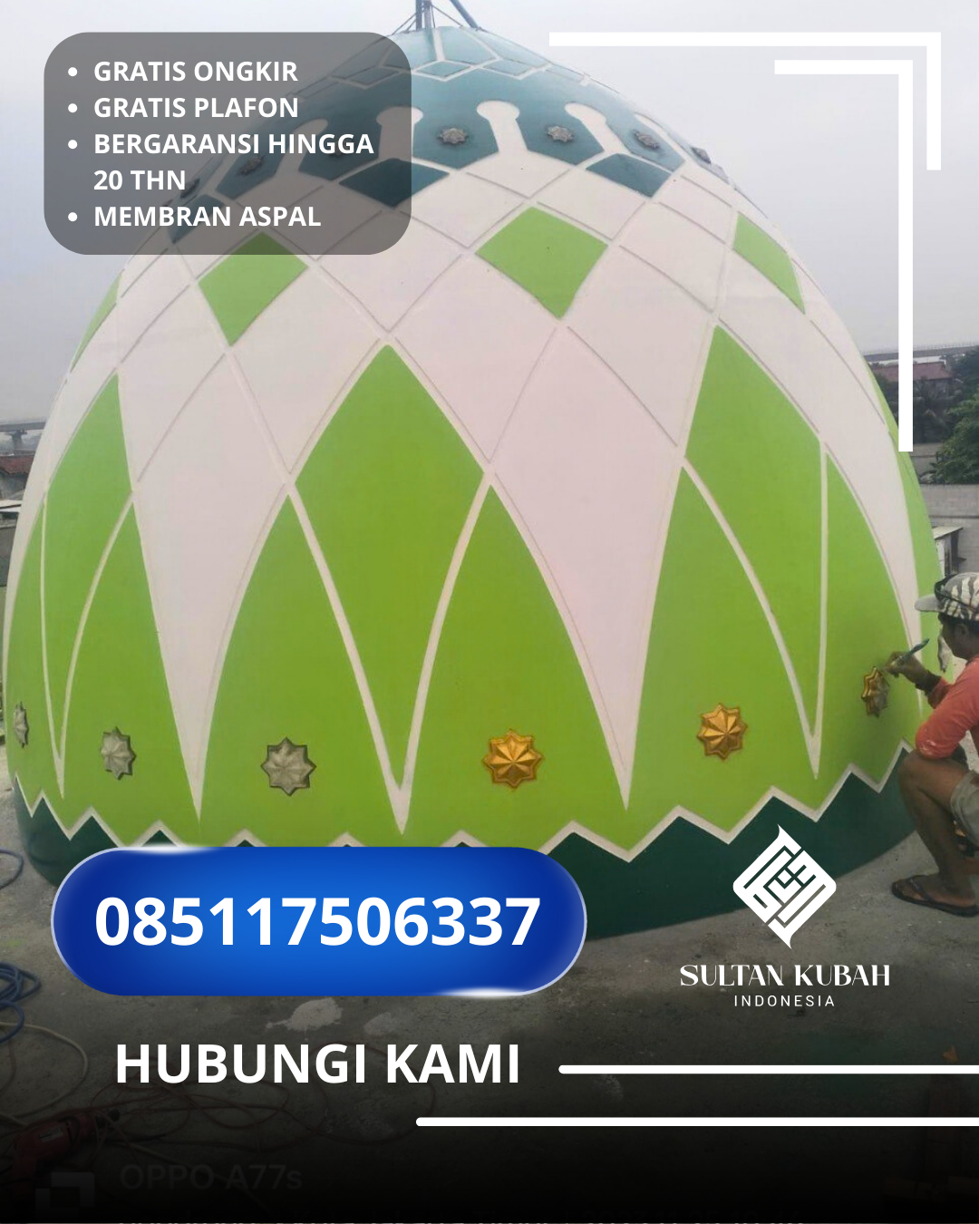 JUAL KUBAH MASJID TAHAN LAMA DI KEC. KURANJI, KAB. TANAH BUMBU, KALIMANTAN SELATAN (WA: 085117506337)