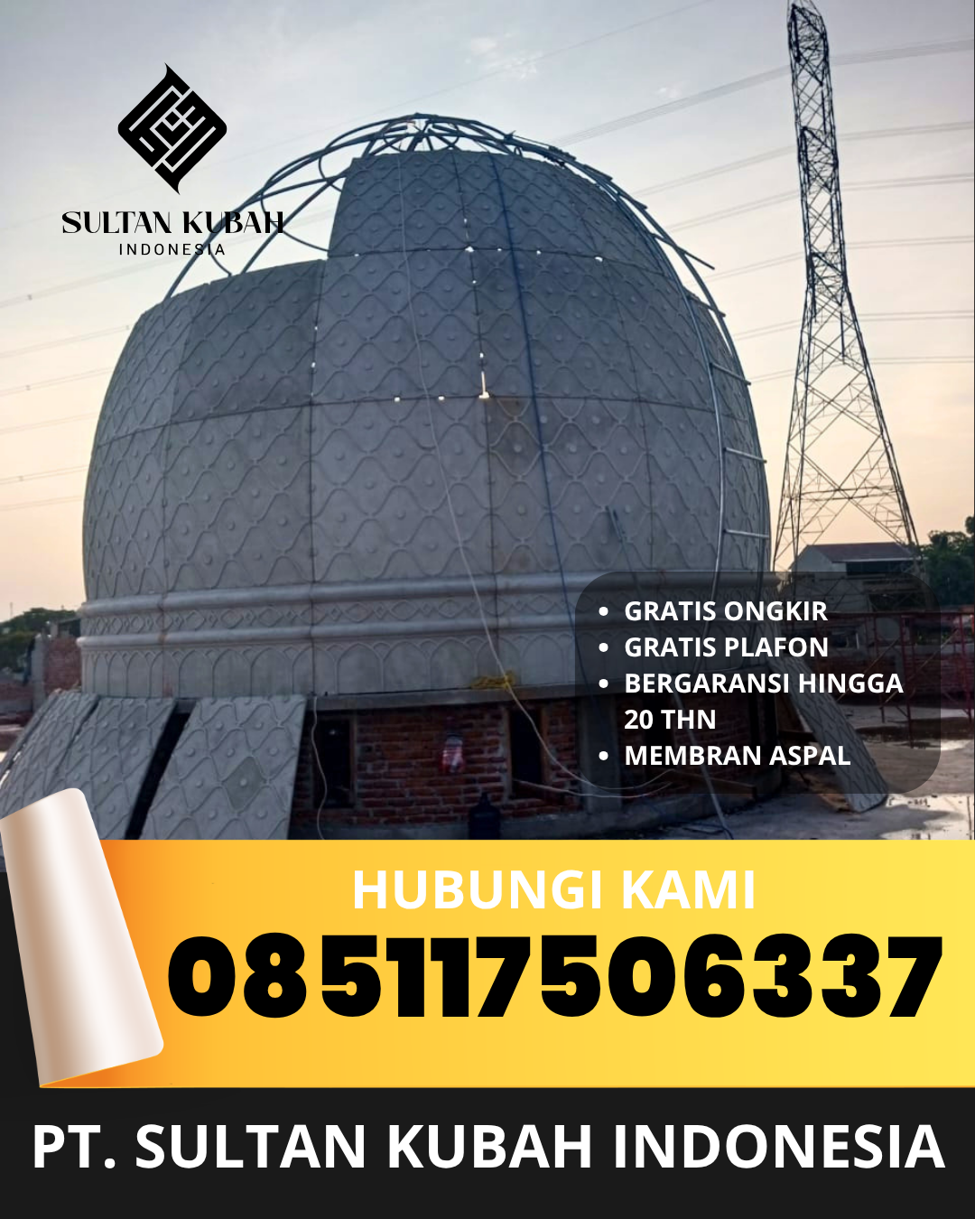 PABRIK KUBAH MASJID MODERN DI KEC KAYANGAN, KAB LOMBOK UTARA, NTB (WA: 085117506337)