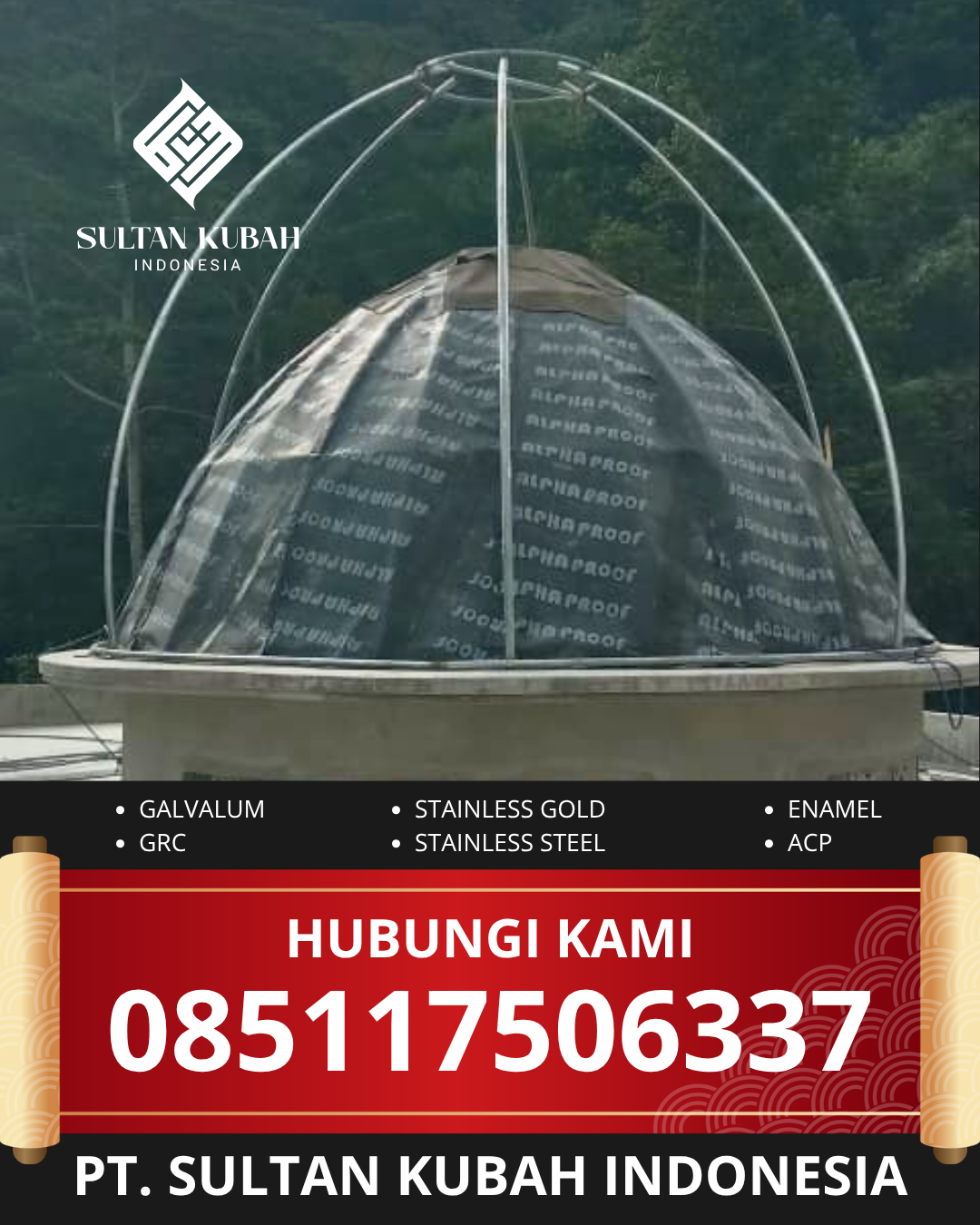 KUBAH MASJID DESAIN ELEGAN DI KEC TANJUNG REDEB, KAB BERAU, KALTIM (WA: 085117506337)