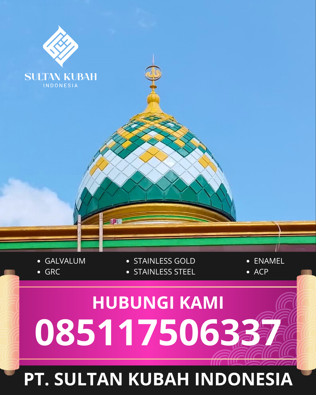 SPESIALIS KUBAH MASJID GARANSI RESMI DI KEC BATU LAYAR, KAB LOMBOK BARAT, NUSA TENGGARA BARAT (WA: 085117506337)