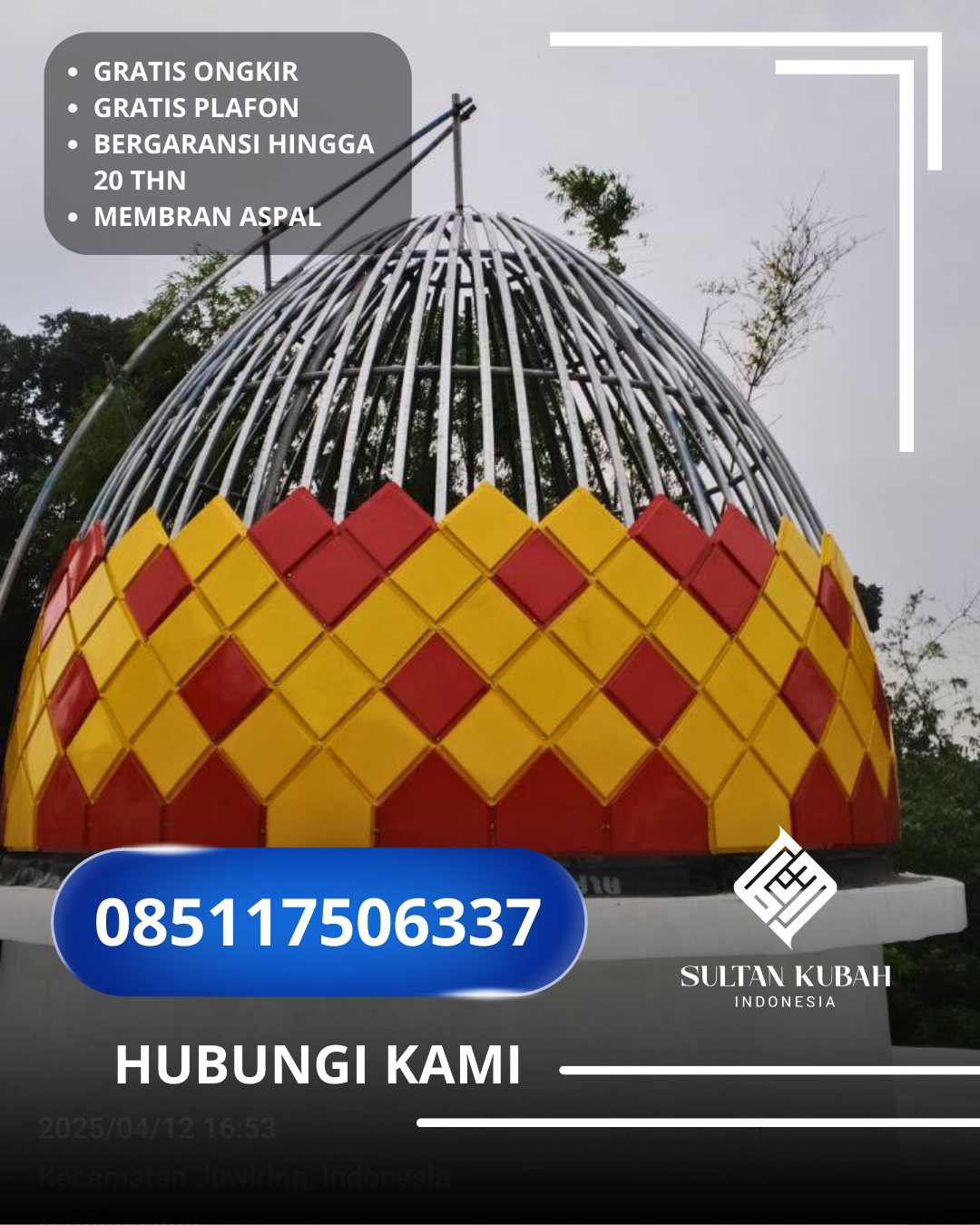 KUBAH MASJID GALVALUM DESAIN ELEGAN DI KEC. AMBUNTEN, KAB. SUMENEP, MADURA (WA: 085117506337)