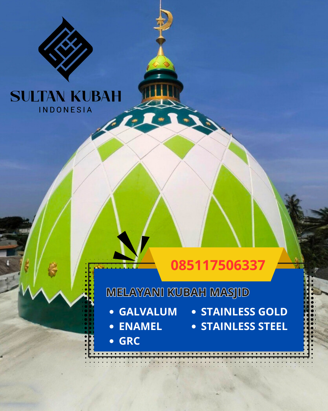 JUAL KUBAH MASJID TAHAN LAMA DI KEC. KLAMPIS, KAB. BANGKALAN, MADURA (WA: 085117506337)