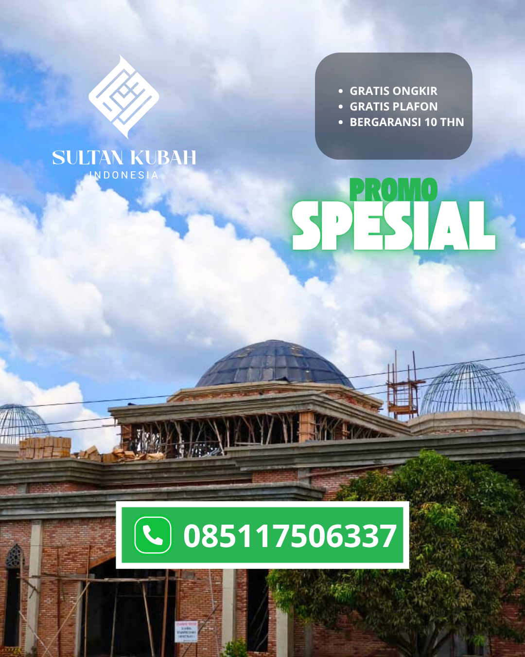JUAL KUBAH MASJID GALVALUM TAHAN LAMA DI KEC. PETASIA, KAB. MOROWALI (WA: 085117506337)
