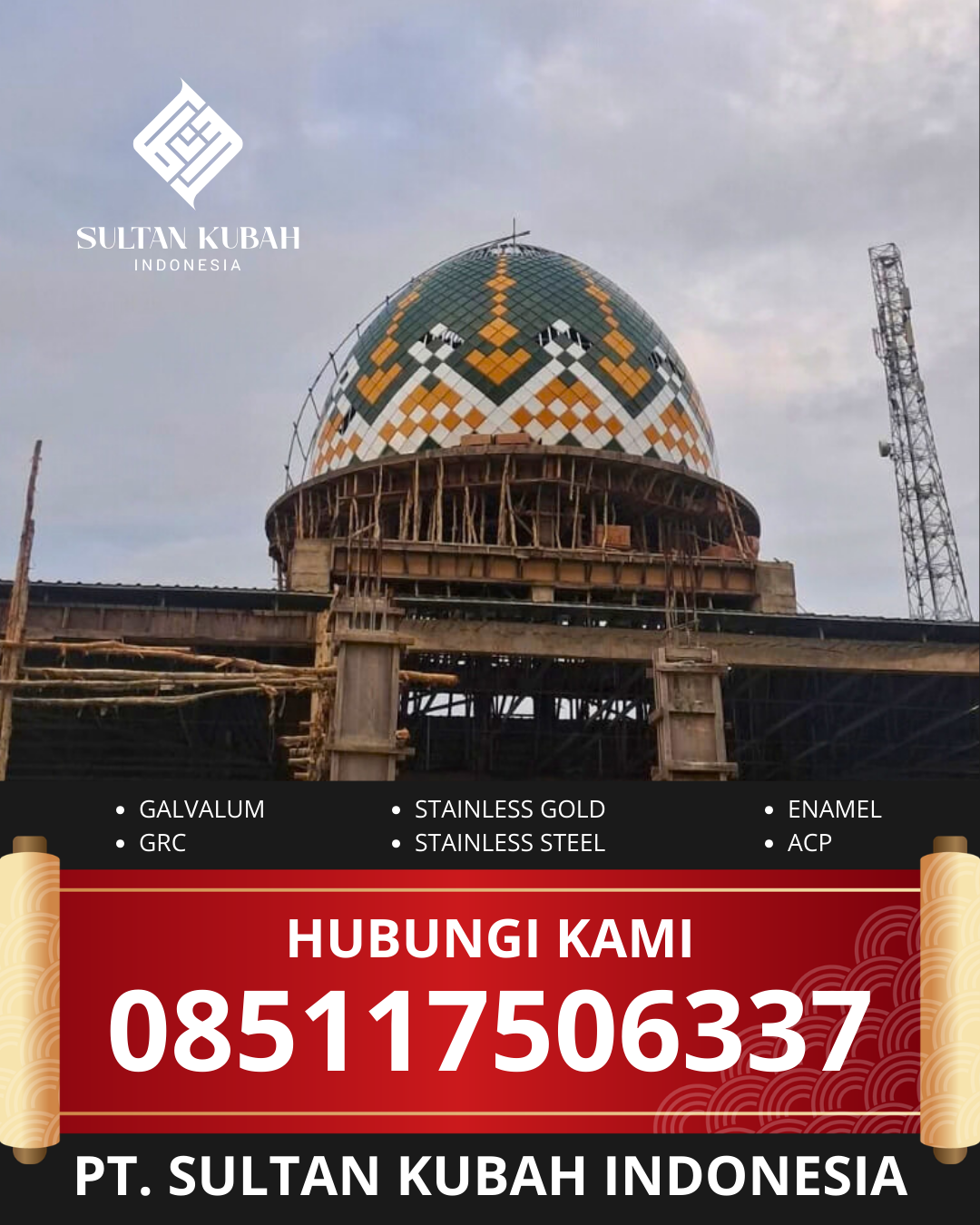 JUAL KUBAH MASJID PREMIUM DI KOTA BANJAR, JAWA BARAT (WA: 085117506337)
