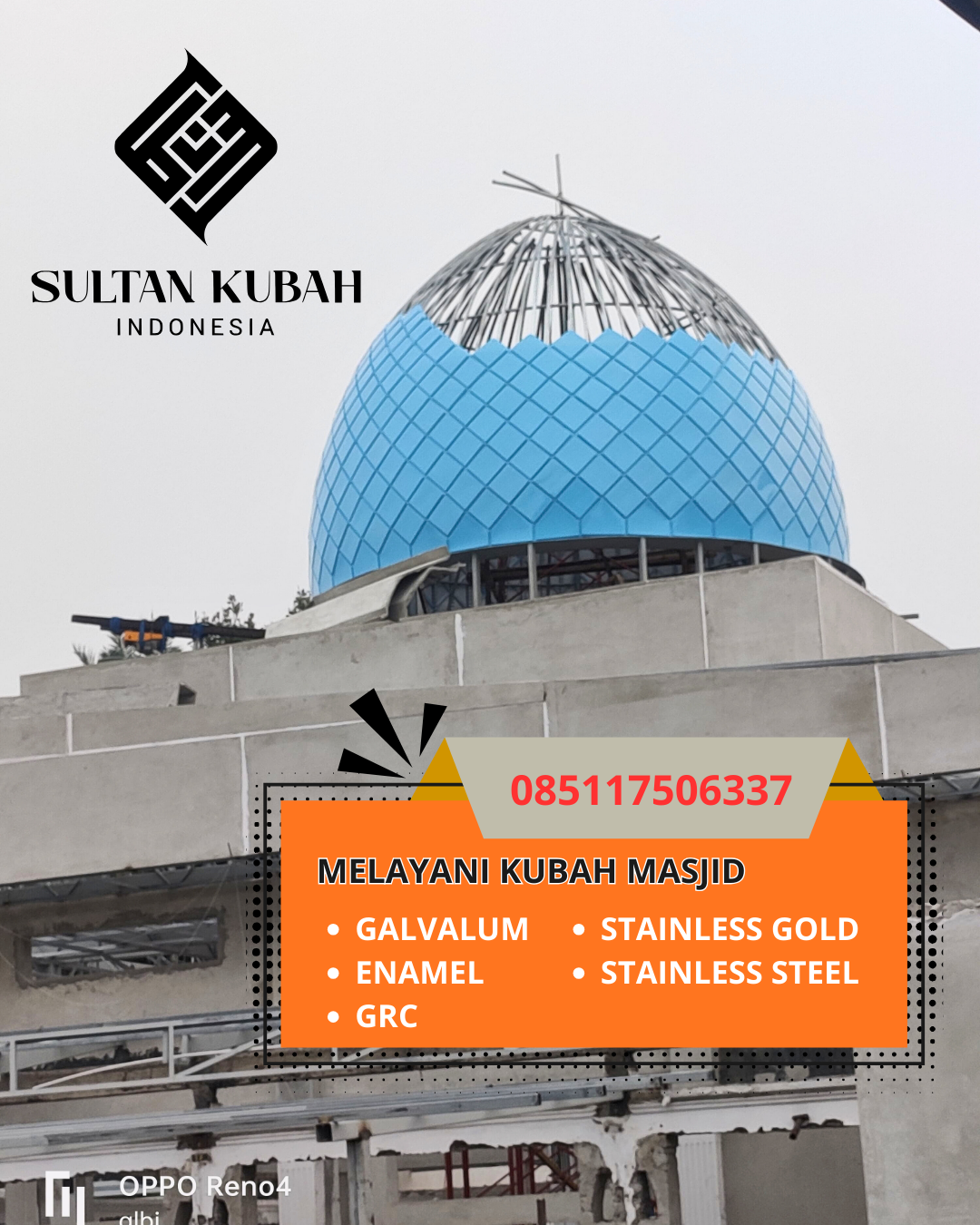 KUBAH MASJID DESAIN ELEGAN DI KEC. PADANG SELATAN, KOTA PADANG, SUMBAR (WA: 085117506337)