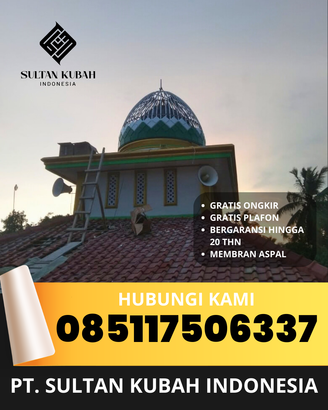 PRODUSEN KUBAH MASJID EKSKLUSIF DI KEC DARUSSALAM, KAB ACEH BESAR, ACEH (WA: 085117506337)