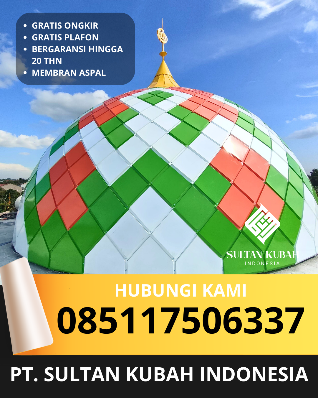 KUBAH MASJID GALVALUM HARGA TERJANGKAU DI KEC. TANJUNG, KAB. LOMBOK UTARA (WA: 085117506337)