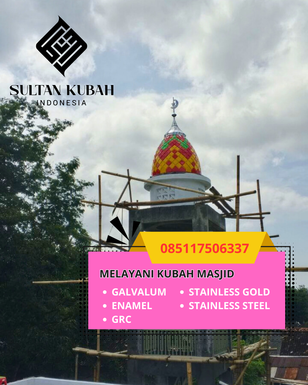 KUBAH MASJID DESAIN ELEGAN DI KABUPATEN PONOROGO, JAWA TIMUR (WA: 085117506337)