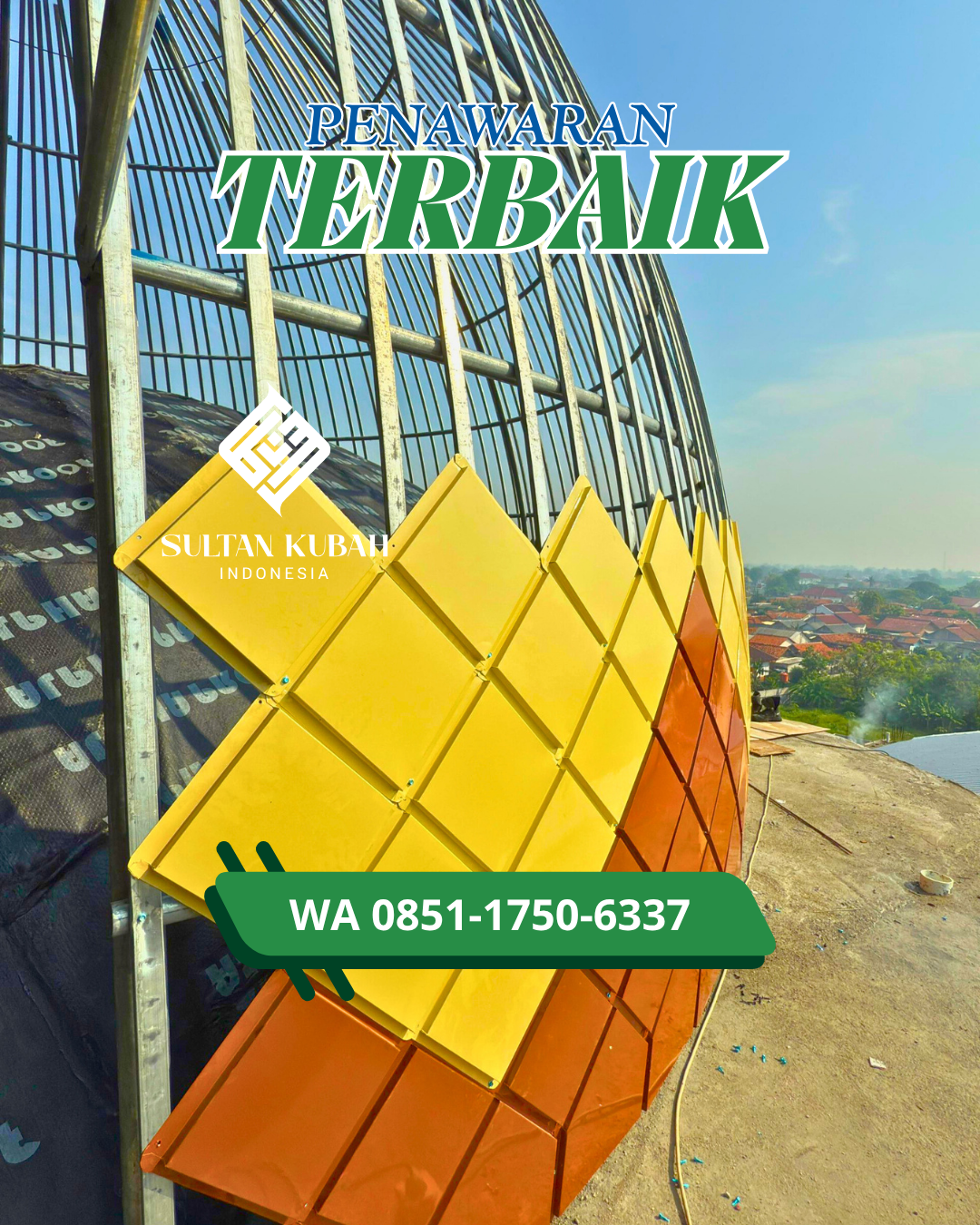 SPESIALIS KUBAH MASJID GALVALUM GARANSI RESMI DI KEC. MAJASARI, KAB. PANDEGLANG (WA: 085117506337)