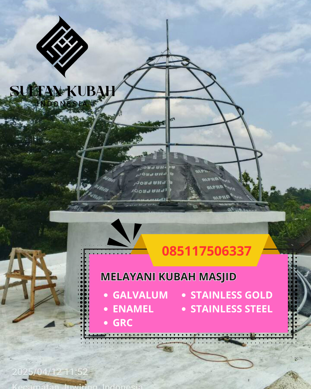 JUAL KUBAH MASJID GALVALUM TAHAN LAMA DI KEC. LEMBAR, KAB. LOMBOK BARAT (WA: 085117506337)