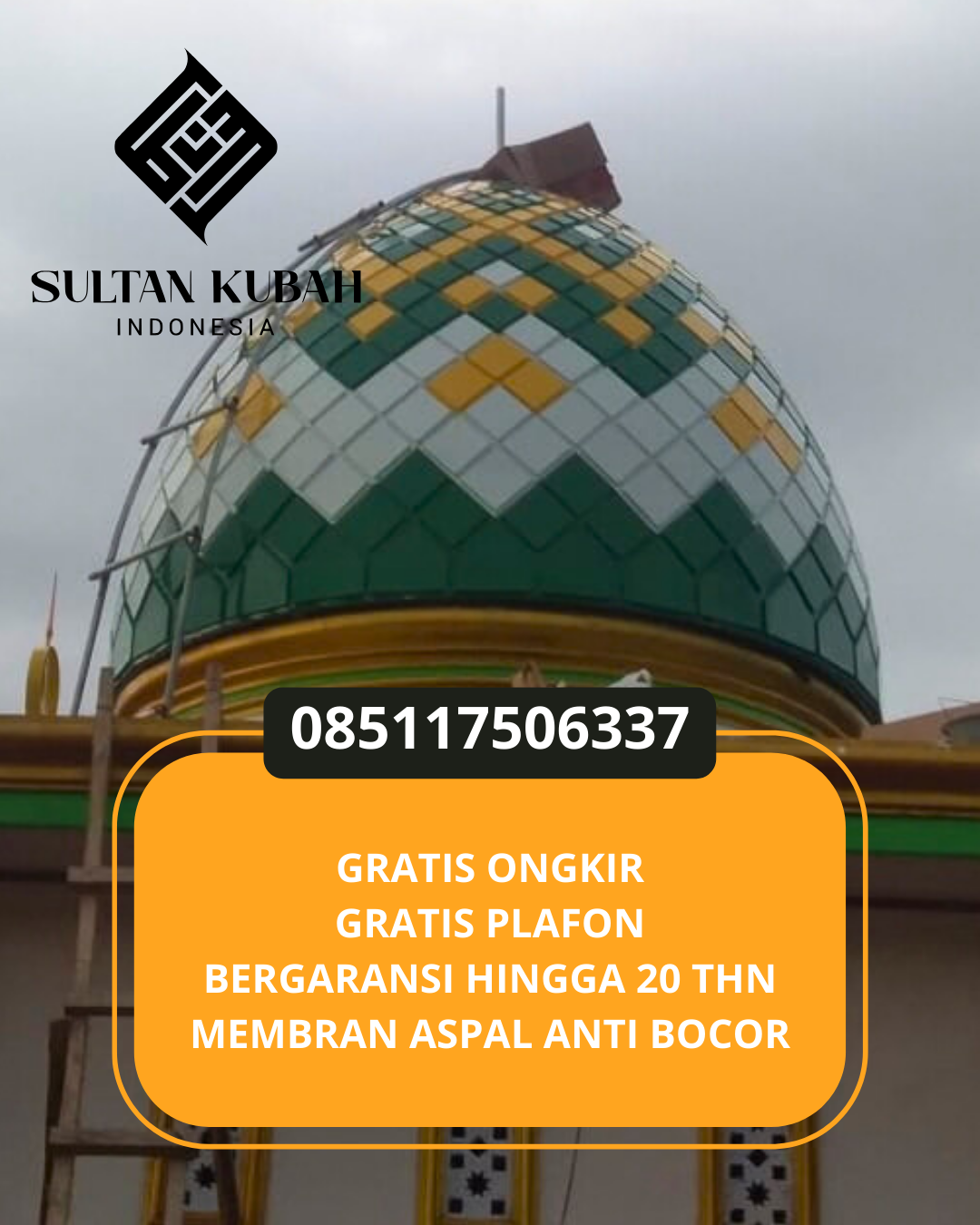 KUBAH MASJID DESAIN ELEGAN DI KEC MUARA TEWEH, KAB BARITO UTARA, KALIMANTAN TENGAH (WA: 085117506337)