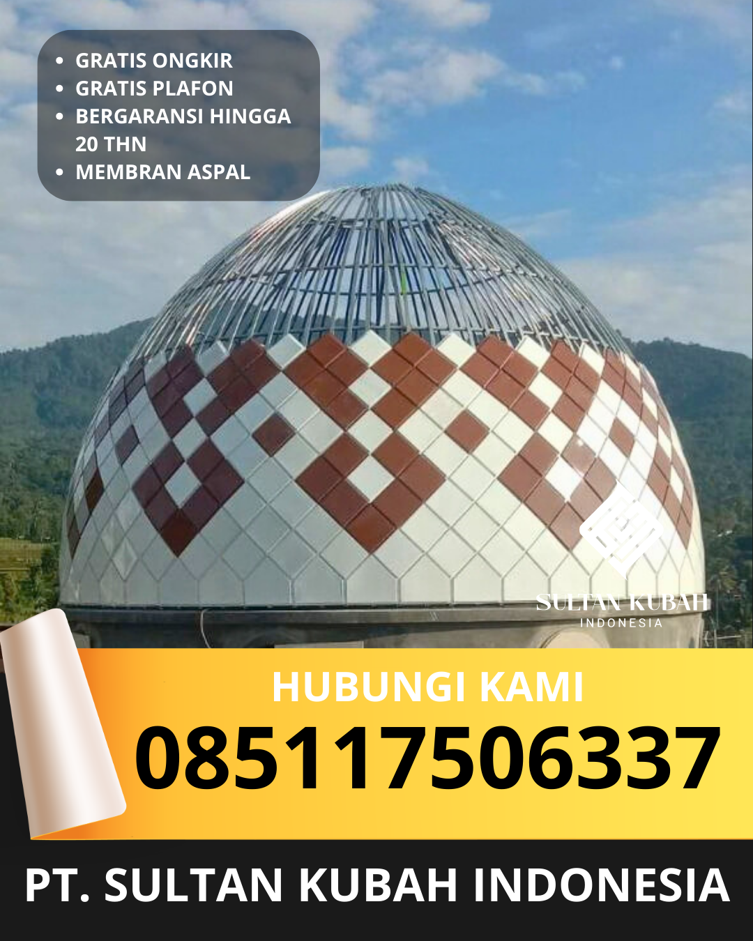 KUBAH MASJID DESAIN ELEGAN DI KOTA BANDUNG, KEC. SUKASARI, JABAR (WA: 085117506337)