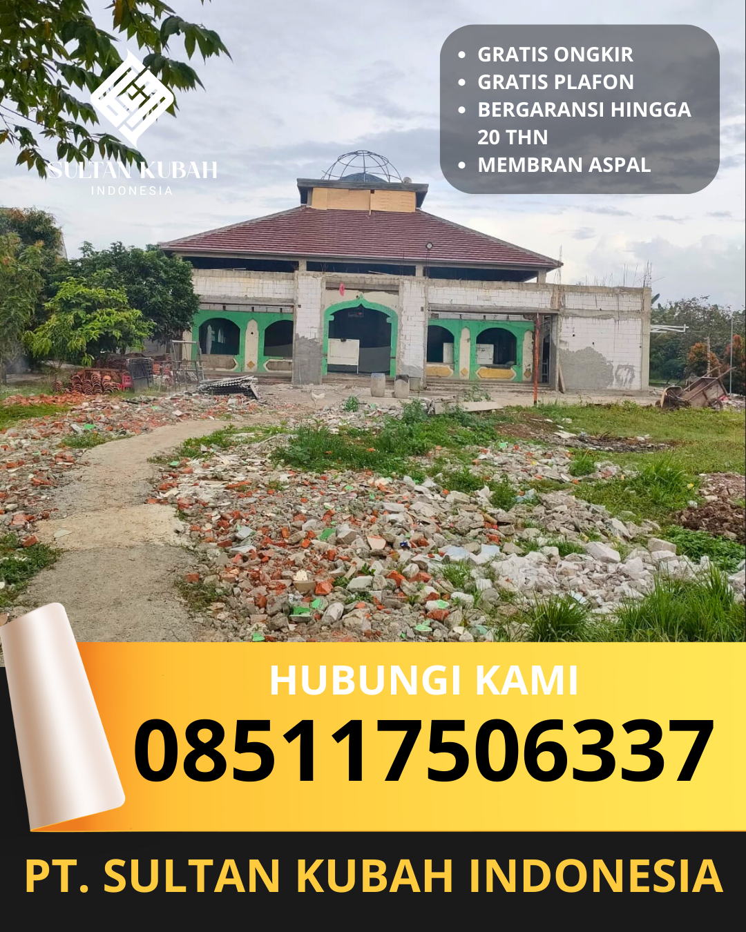 JUAL KUBAH MASJID GALVALUM TAHAN LAMA DI KEC. PRAYA BARAT, KAB. LOMBOK TENGAH (WA: 085117506337)