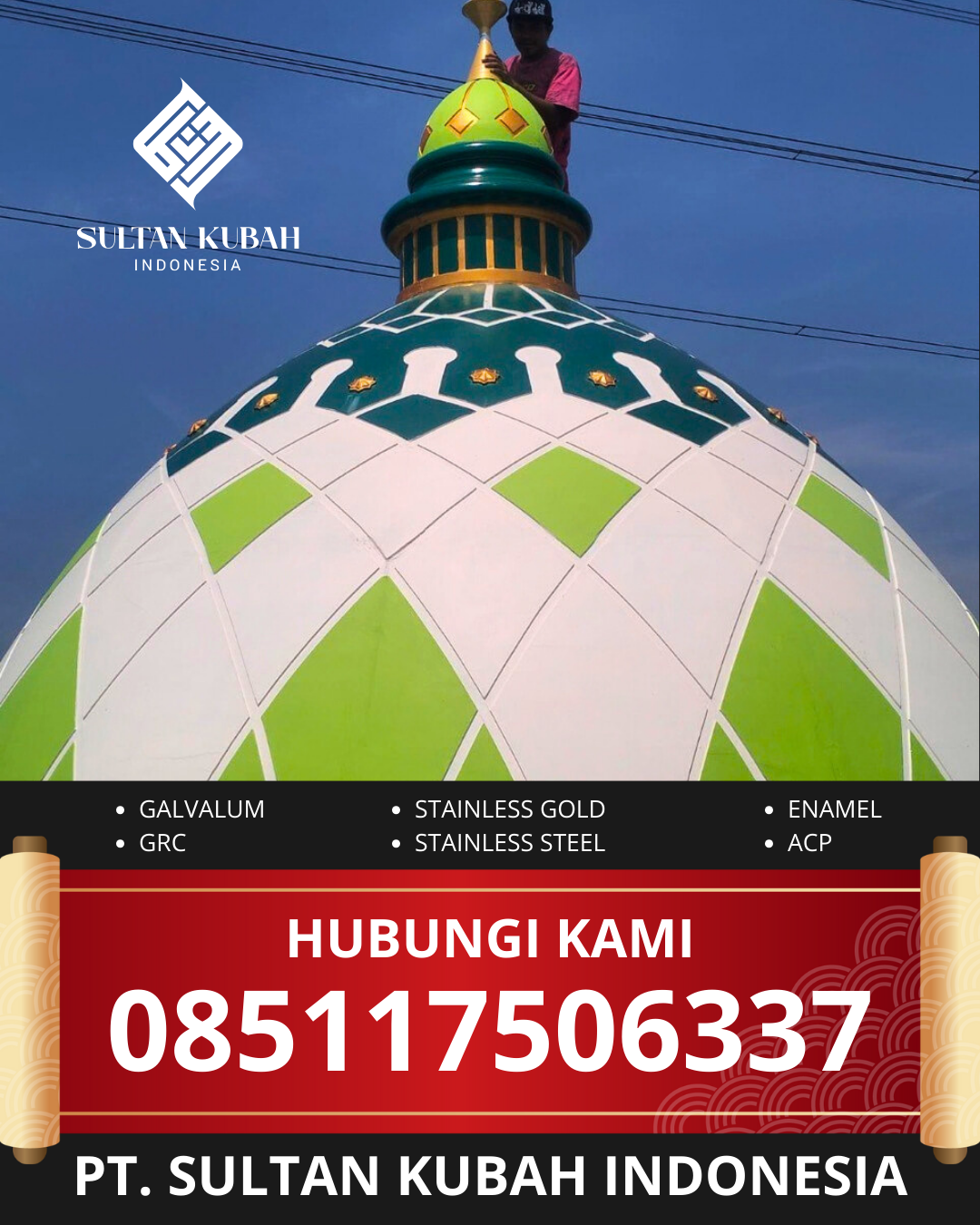 KUBAH MASJID HARGA TERJANGKAU DI KEC. UJUNG TANAH, KOTA MAKASSAR, SULAWESI SELATAN (WA: 085117506337)
