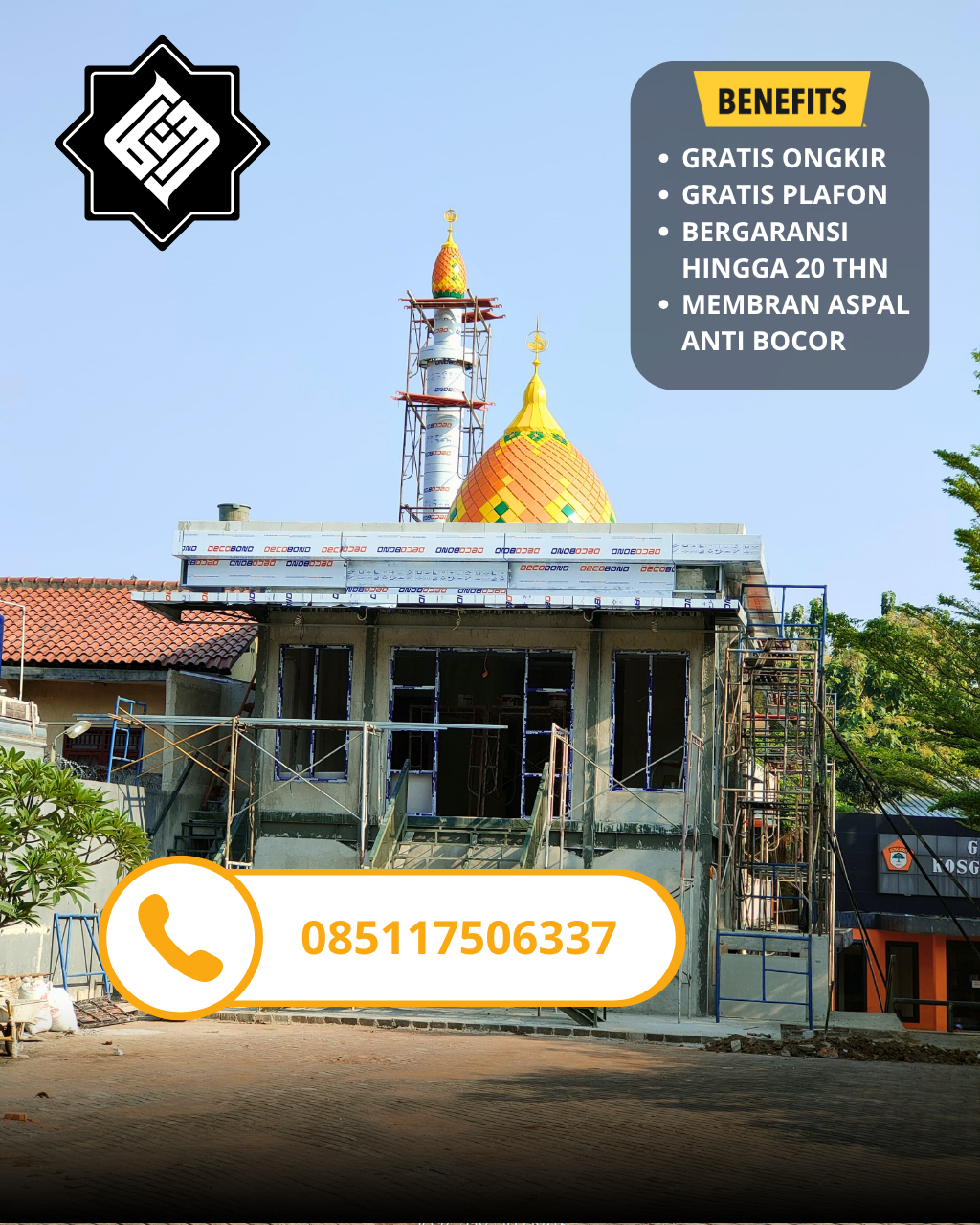 KUBAH MASJID DESAIN ELEGAN DI KEC AMPENAN, KOTA MATARAM, NTB (WA: 085117506337)