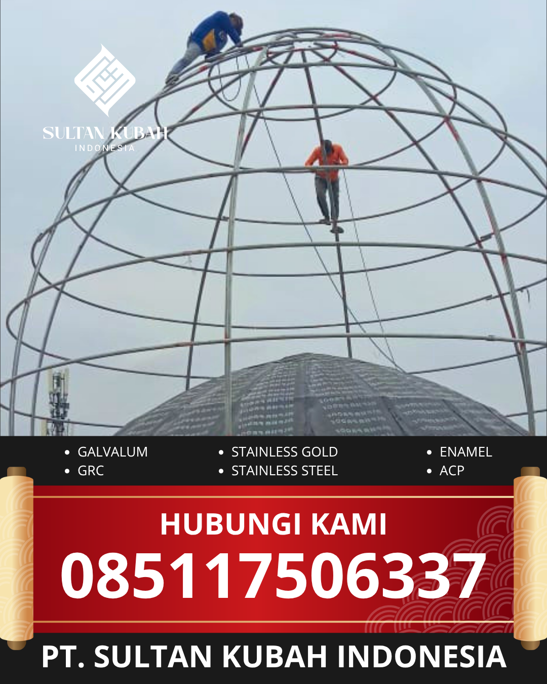 JUAL KUBAH MASJID TAHAN LAMA DI KEC BANJARMASIN UTARA, KOTA BANJARMASIN, KALSEL (WA: 085117506337)