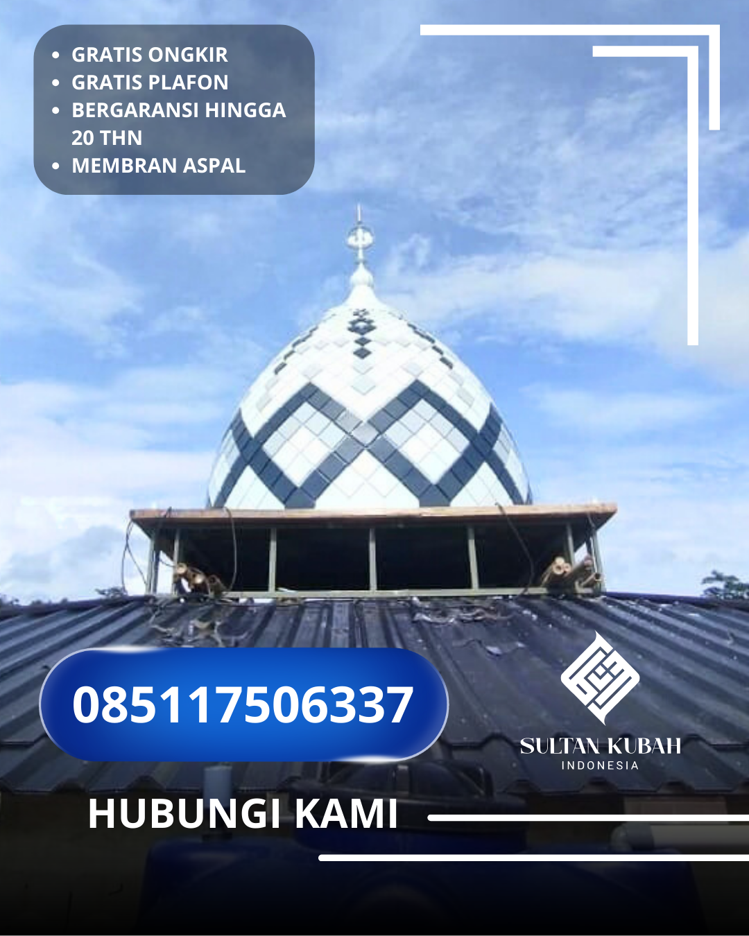 PABRIK KUBAH MASJID MODERN DI KEC. KOTA PALU TATANGA, KOTA PALU, SULAWESI TENGAH (WA: 085117506337)