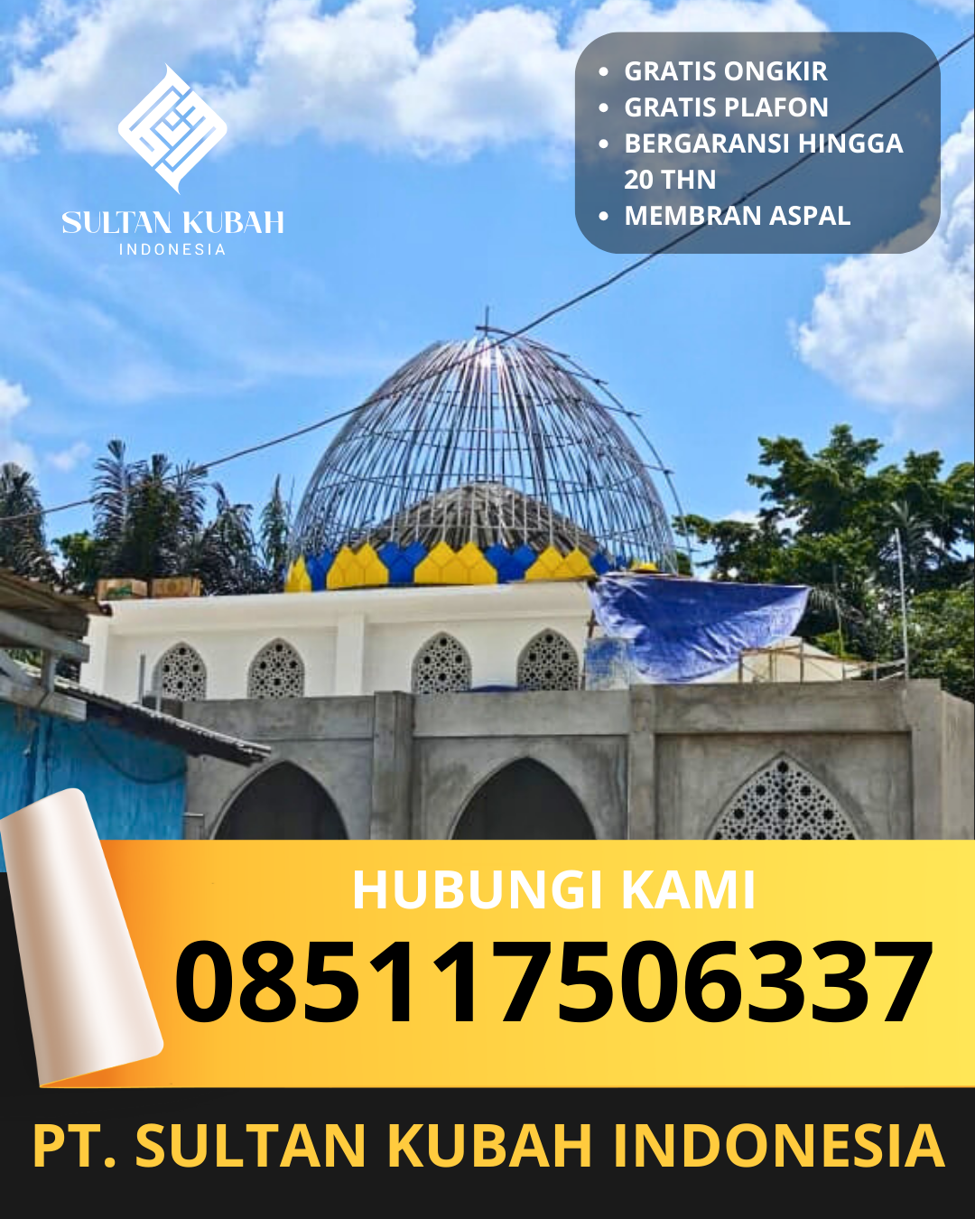 JUAL KUBAH MASJID TAHAN LAMA DI KEC. SUNGAI RAYA, KAB. KUBU RAYA, KALIMANTAN BARAT (WA: 085117506337)