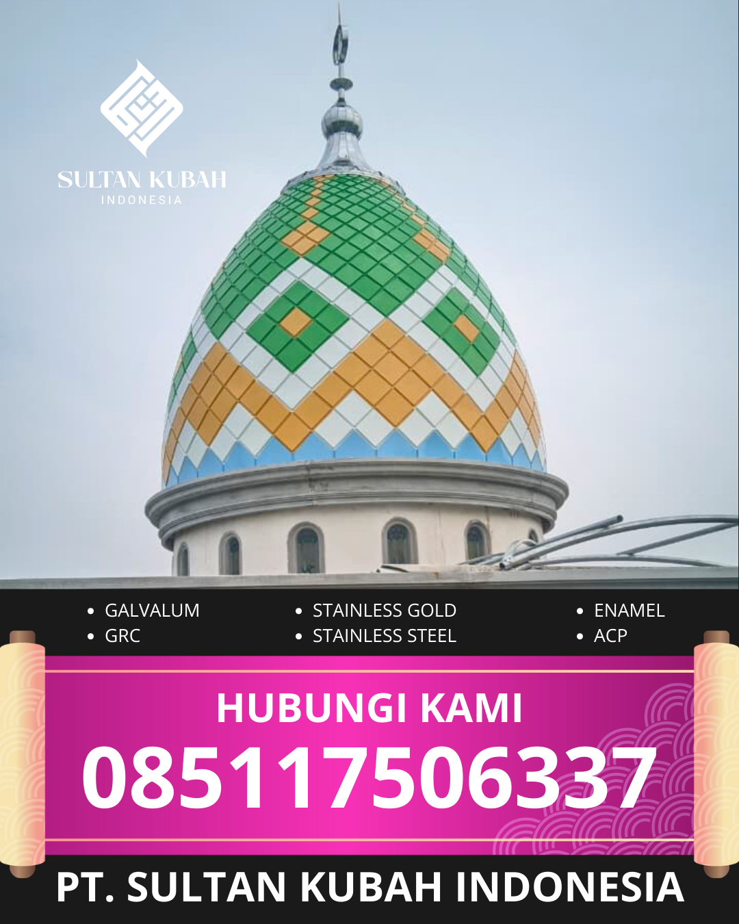 PABRIK KUBAH MASJID GALVALUM MODERN DI KEC. BONTOMANAI, KAB. BULUKUMBA (WA: 085117506337)