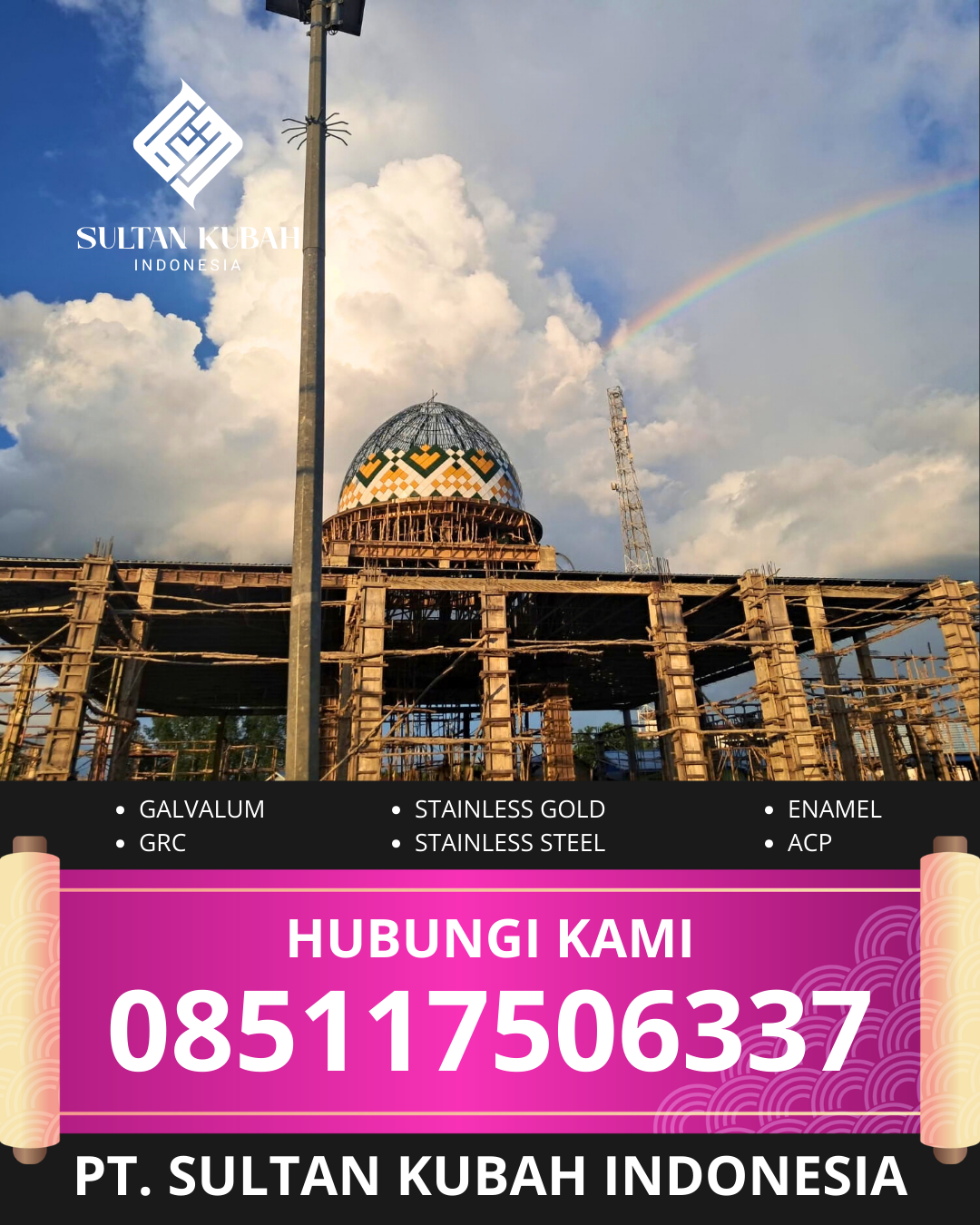 KUBAH MASJID HARGA TERJANGKAU DI KOTA TASIKMALAYA, JAWA BARAT (WA: 085117506337)