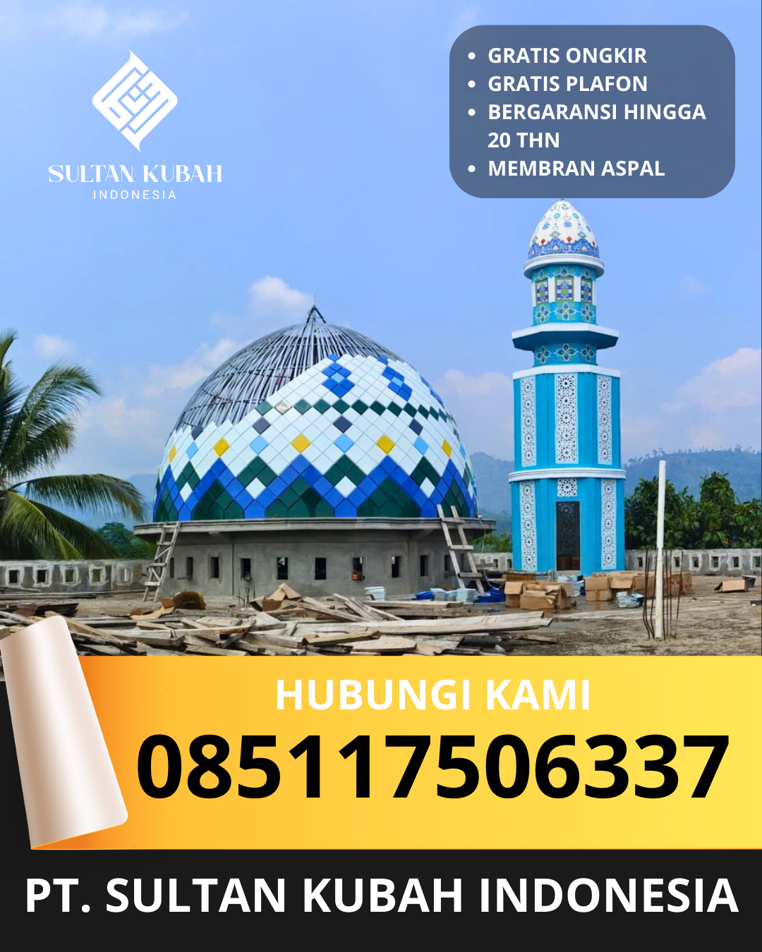 SPESIALIS KUBAH MASJID GALVALUM GARANSI RESMI DI KEC. SLEMAN, KAB. SLEMAN (WA: 085117506337)