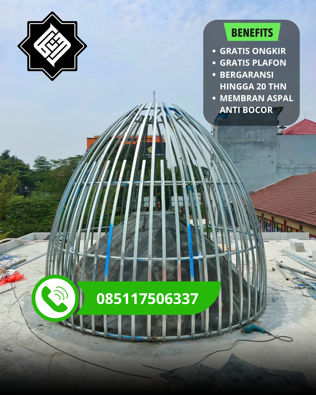 SPESIALIS KUBAH MASJID GARANSI RESMI DI KEC CIBEBER, KOTA CILEGON, BANTEN (WA: 085117506337)
